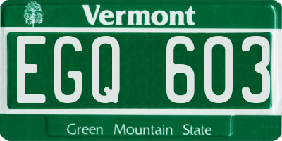 VT license plate EGQ603