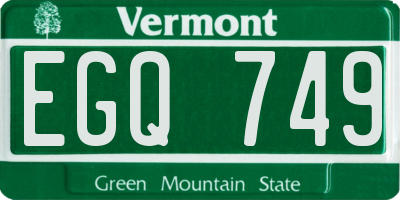 VT license plate EGQ749
