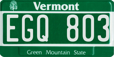 VT license plate EGQ803