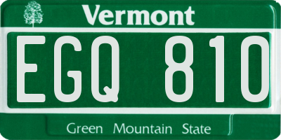VT license plate EGQ810