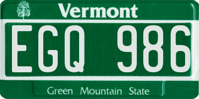VT license plate EGQ986
