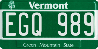 VT license plate EGQ989