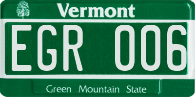 VT license plate EGR006