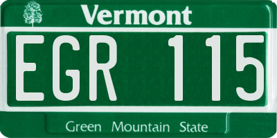 VT license plate EGR115