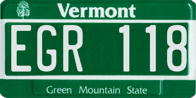 VT license plate EGR118