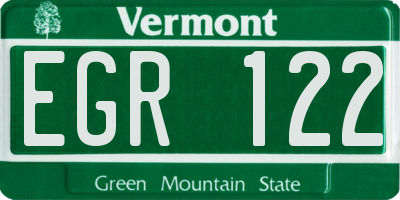 VT license plate EGR122