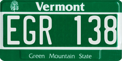 VT license plate EGR138