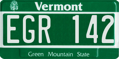 VT license plate EGR142