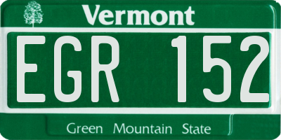 VT license plate EGR152