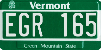 VT license plate EGR165
