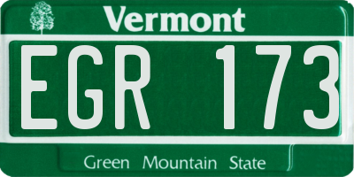 VT license plate EGR173