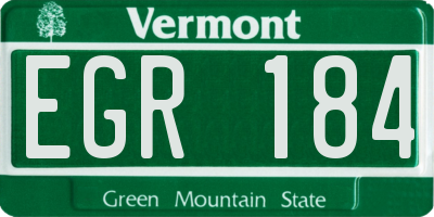 VT license plate EGR184