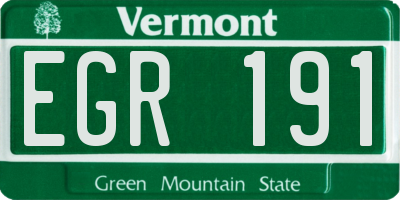 VT license plate EGR191