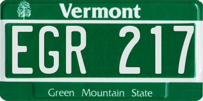 VT license plate EGR217