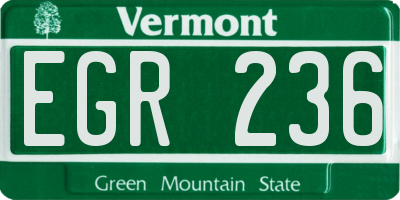 VT license plate EGR236