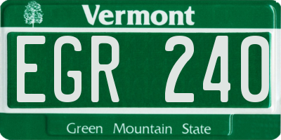 VT license plate EGR240