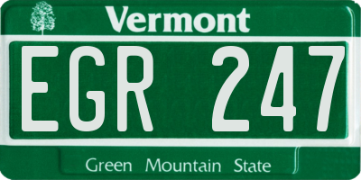 VT license plate EGR247