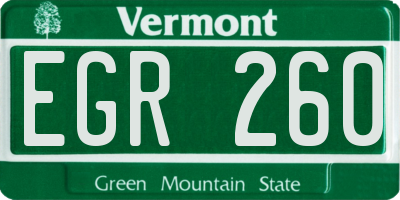VT license plate EGR260