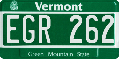 VT license plate EGR262