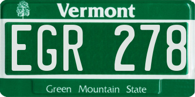 VT license plate EGR278