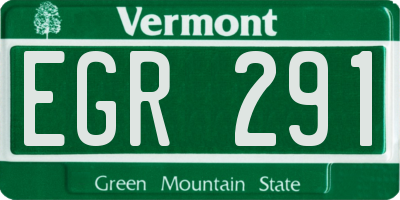 VT license plate EGR291