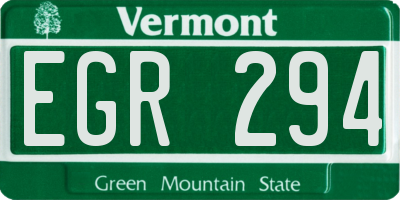 VT license plate EGR294
