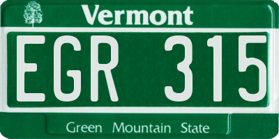 VT license plate EGR315
