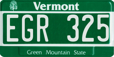 VT license plate EGR325