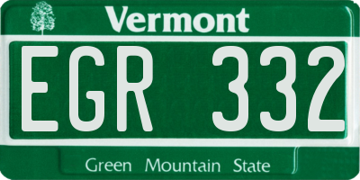 VT license plate EGR332