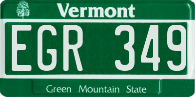 VT license plate EGR349