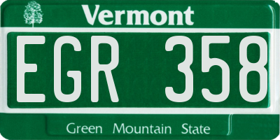 VT license plate EGR358