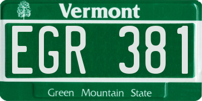 VT license plate EGR381