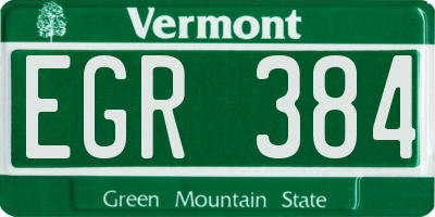 VT license plate EGR384