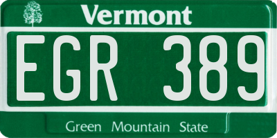 VT license plate EGR389