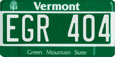 VT license plate EGR404