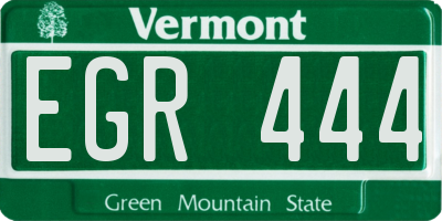 VT license plate EGR444