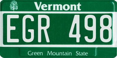 VT license plate EGR498