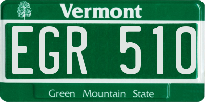 VT license plate EGR510