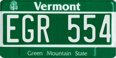 VT license plate EGR554