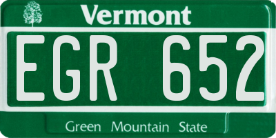 VT license plate EGR652