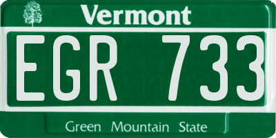 VT license plate EGR733