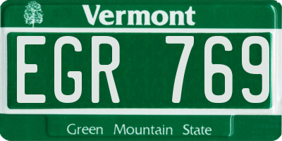 VT license plate EGR769