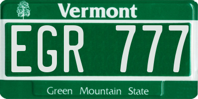 VT license plate EGR777