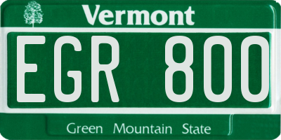 VT license plate EGR800