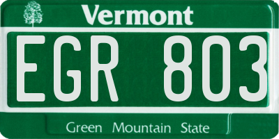VT license plate EGR803
