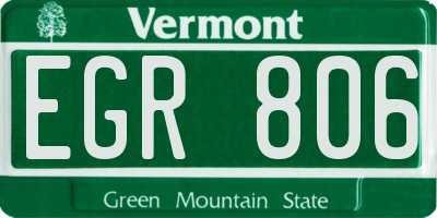 VT license plate EGR806