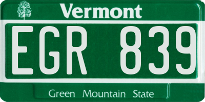 VT license plate EGR839