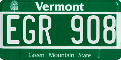 VT license plate EGR908