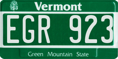 VT license plate EGR923