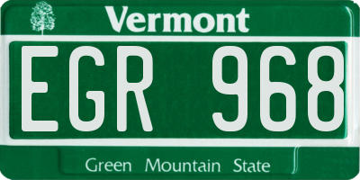 VT license plate EGR968